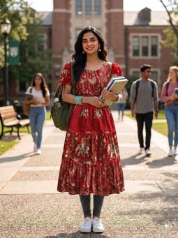 Pure handloom kalamkari cotton frock GS