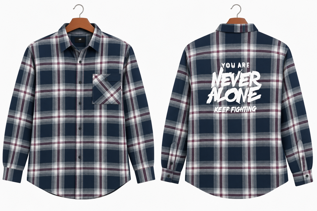 Navy blue flannel check shirt    