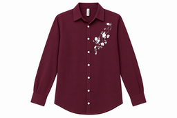 Maroon Embroidery Korean Lenin   