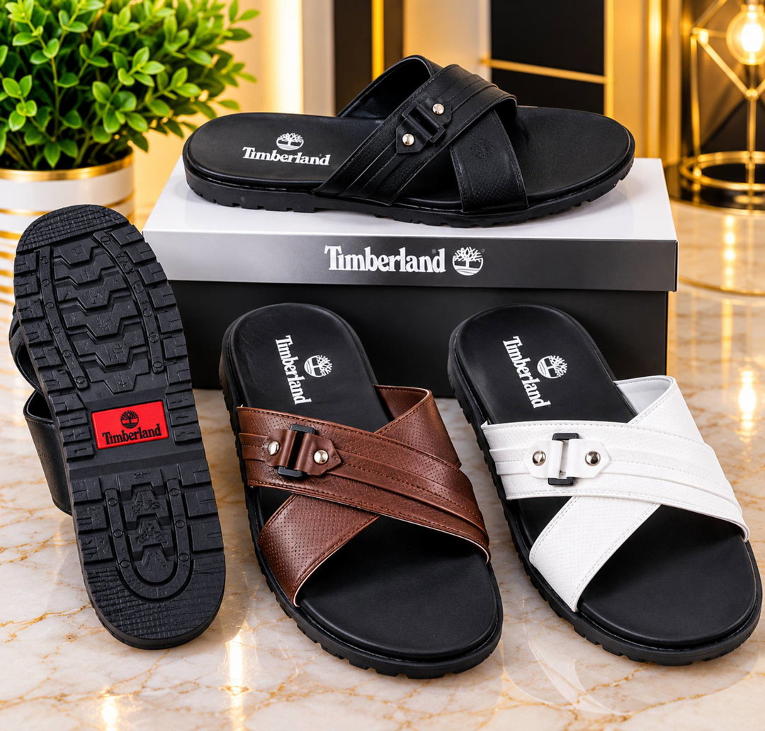 Men’s Timberland-Style Cross-Strap Slide Sandals