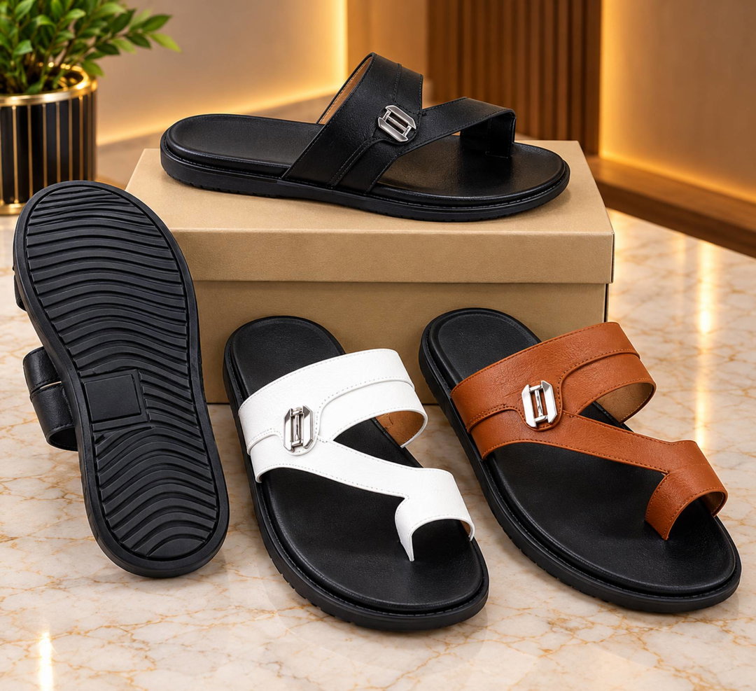 Men’s Cross-Strap Buckle Slide Sandals