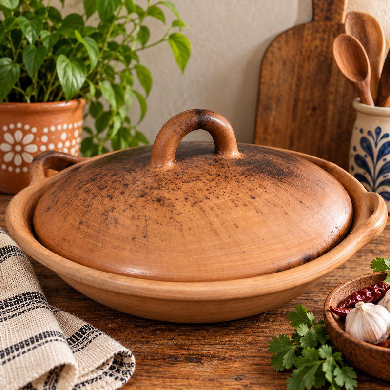 Cazuela de barro bruñido