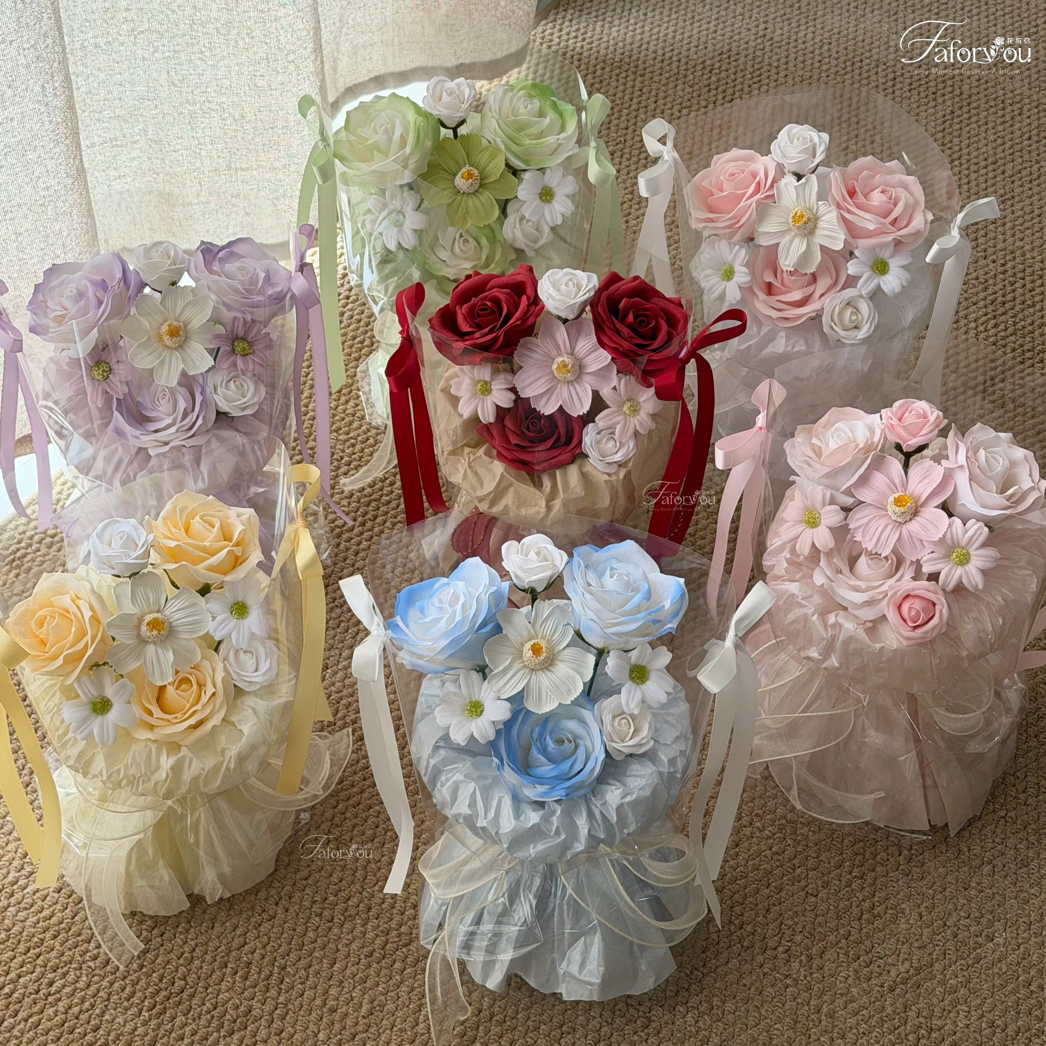 (3R023) S Size Soap Flower Transparent Pao Pao Bouquet _0
