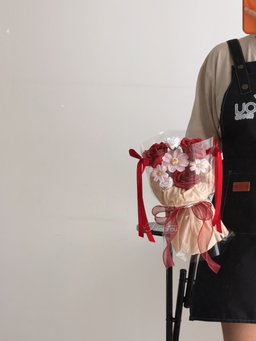 (3R023) S Size Soap Flower Transparent Pao Pao Bouquet 