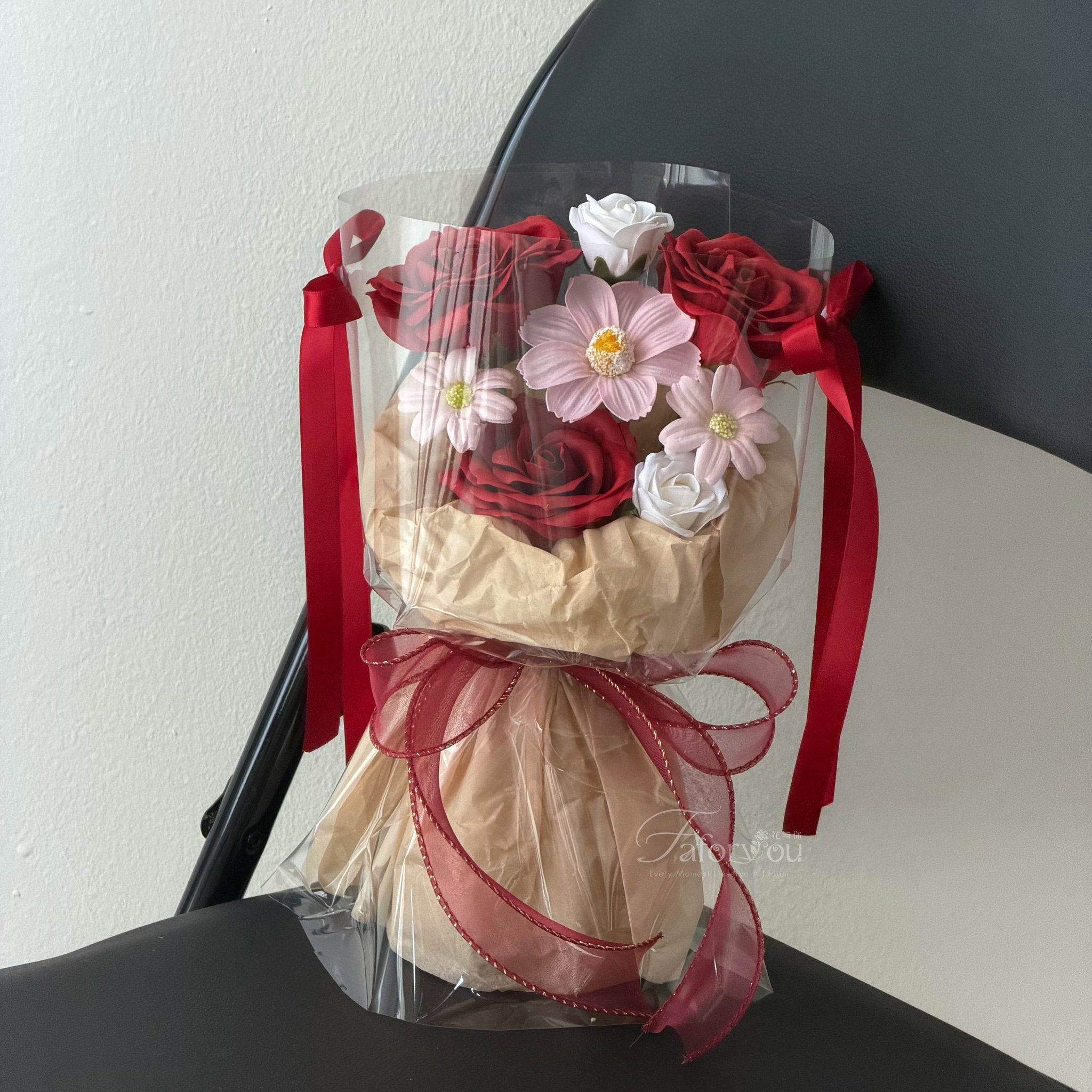 (3R023) S Size Soap Flower Transparent Pao Pao Bouquet _3