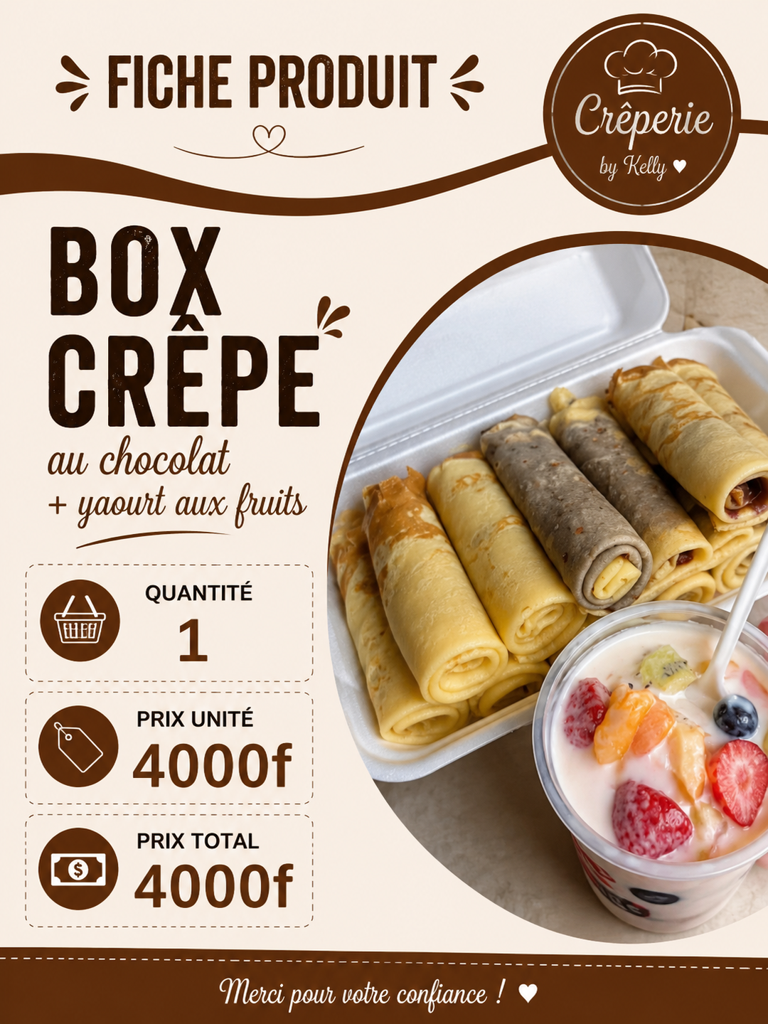 Box crêpe au chocolat et yaourt au fruit