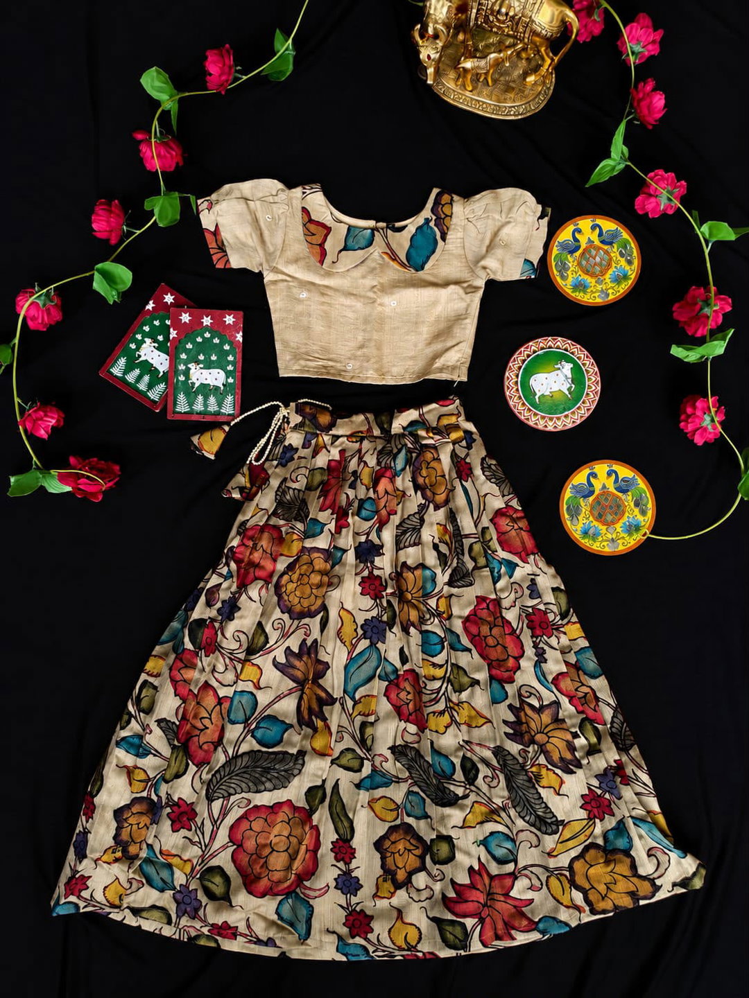 Girls Kalamkari Skirt & Top set (1month to 16 year) TC2