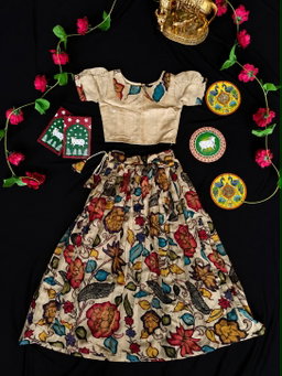 Girls Kalamkari Skirt & Top set (1month to 16 year) TC2