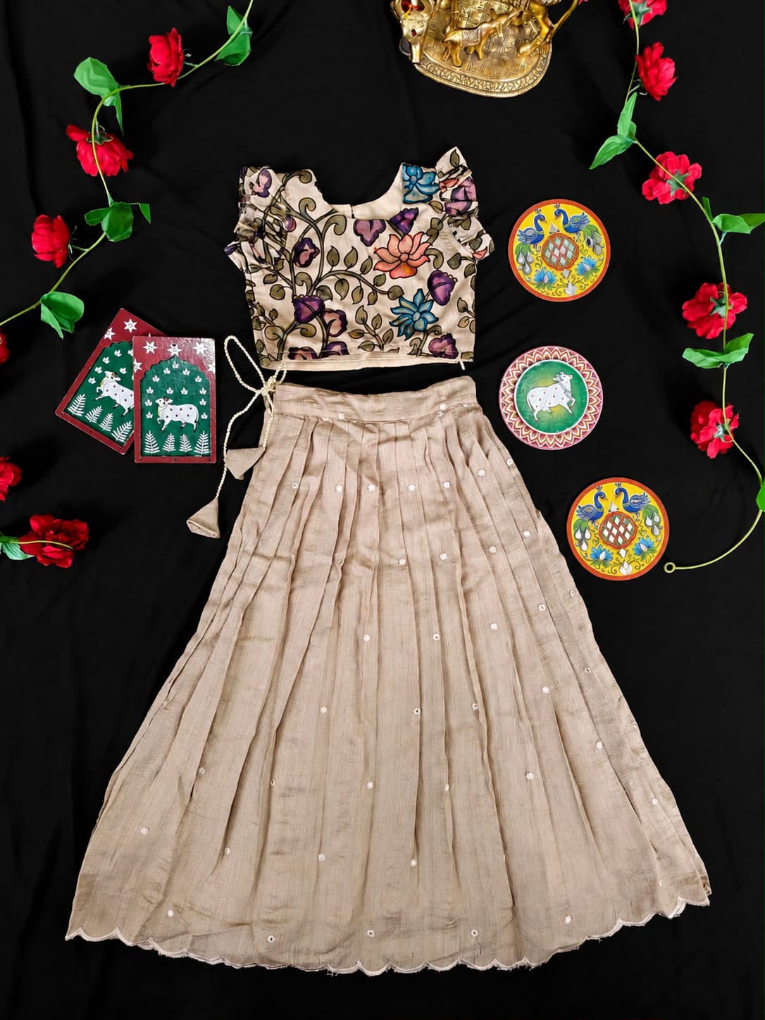 Girls Kalamkari Skirt & Top set (1month to 16 year) TC2_0