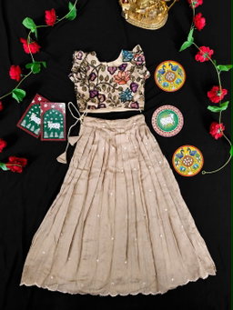 Girls Kalamkari Skirt & Top set (1month to 16 year) TC2