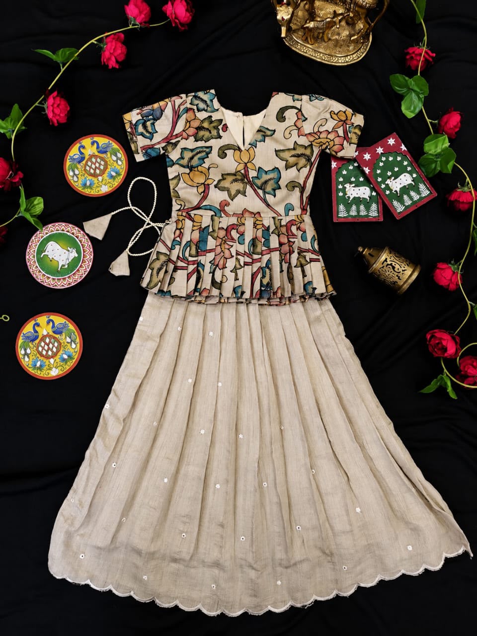 Girls Kalamkari Skirt & Top set (1month to 16 year) TC2 