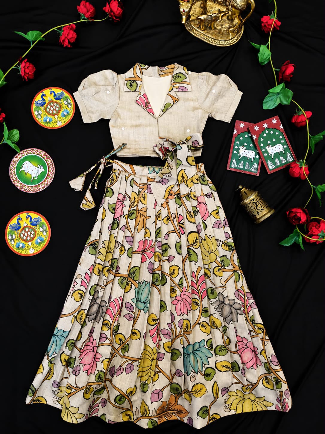 Girls Kalamkari Skirt & Top set (1month to 16 year) TC2_0