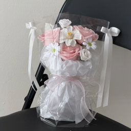 (3R023) S Size Soap Flower Transparent Pao Pao Bouquet 