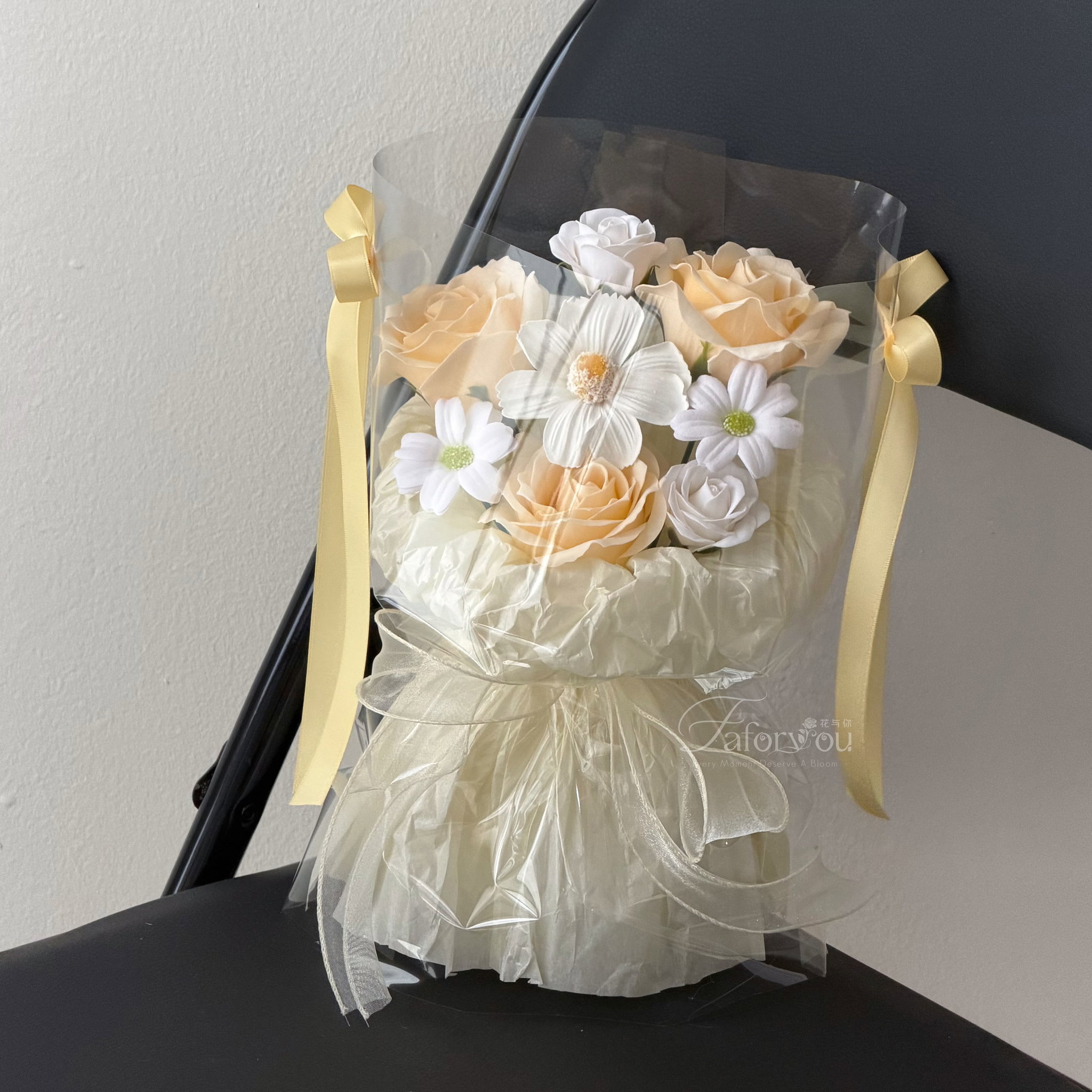 (3R023) S Size Soap Flower Transparent Pao Pao Bouquet _8