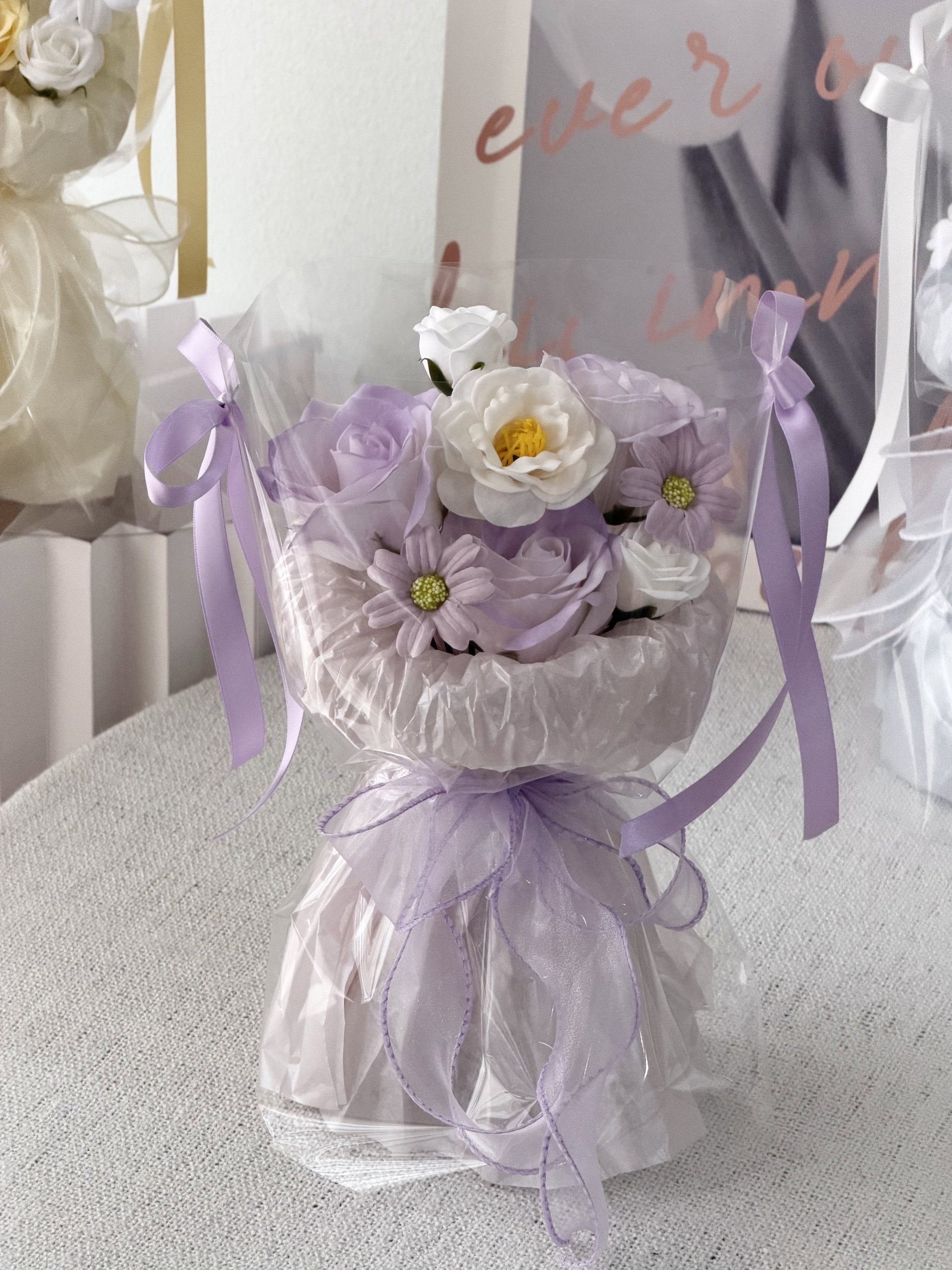 (3R023) S Size Soap Flower Transparent Pao Pao Bouquet _4