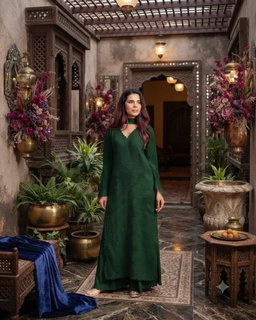  FAUX GEORGETTE TOP COTTON THREAD EMBROIDERED WORK 3 PC SET KK