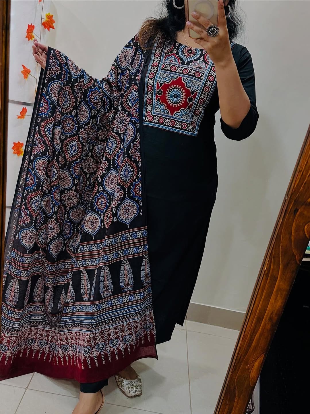 Cotton Fabric Heavy hand work Kurti with Pant KK_1