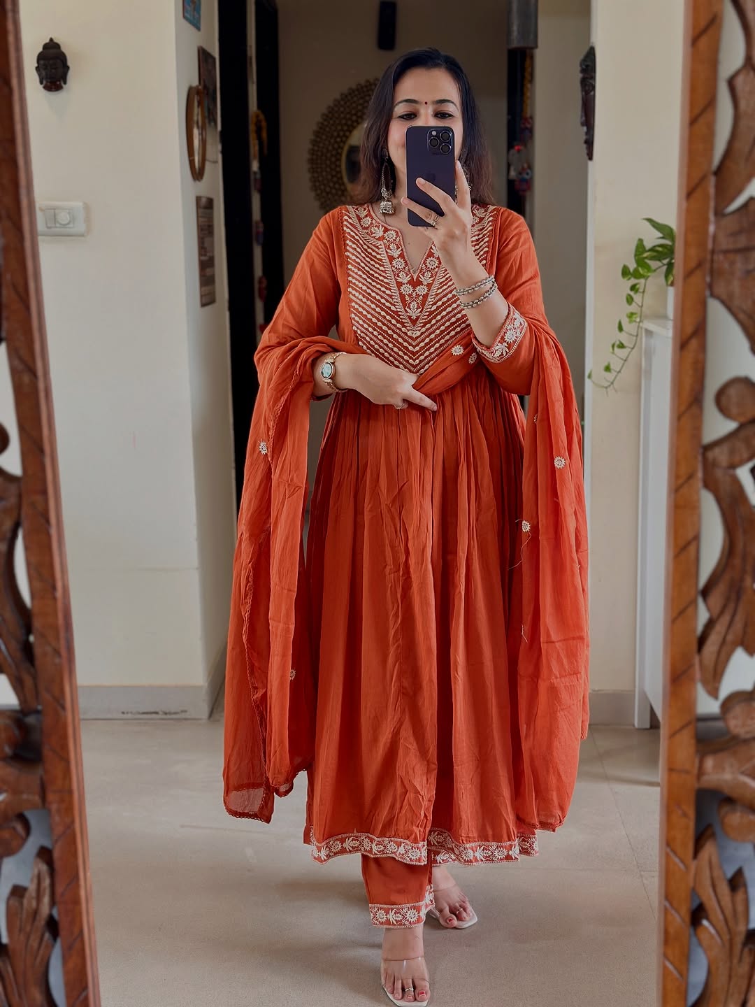 Premium designer embroidered anarkali 3 pcs set KK
