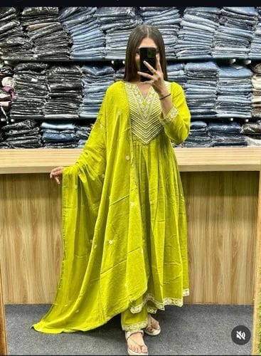 Premium designer embroidered anarkali 3 pcs set KK