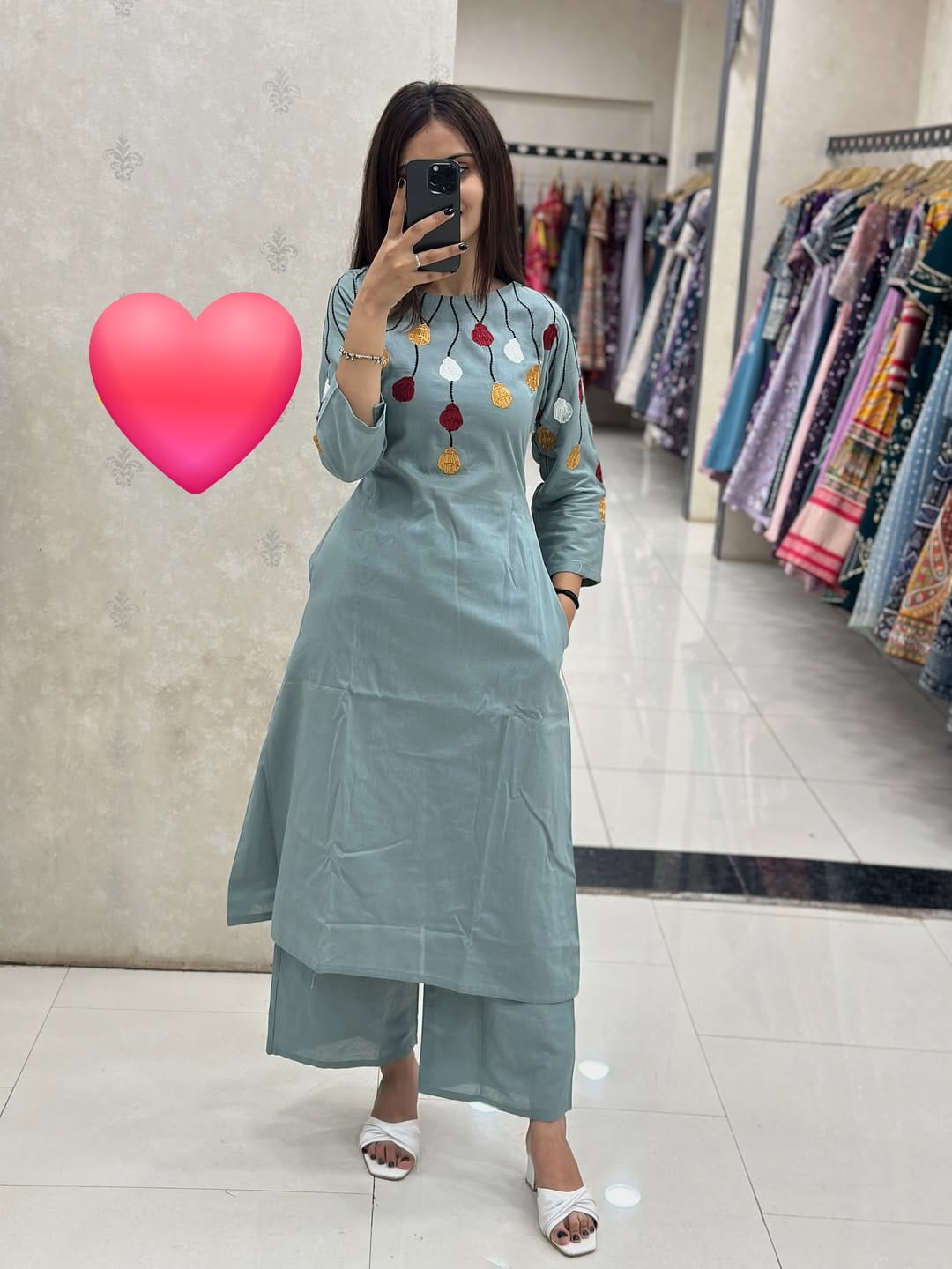 Premium Floral Fine cotton kurti Palazza set KK_1