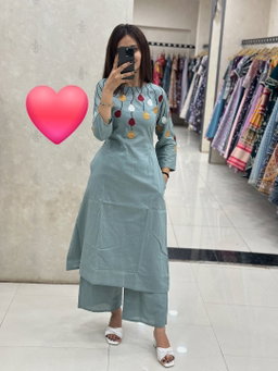 Premium Floral Fine cotton kurti Palazza set KK