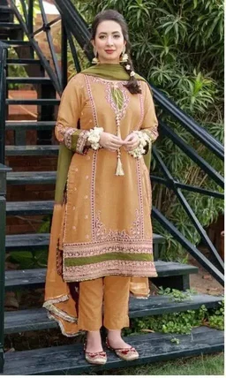 *Product Name*: Peach Embroidered Lawn 3Pcs Set