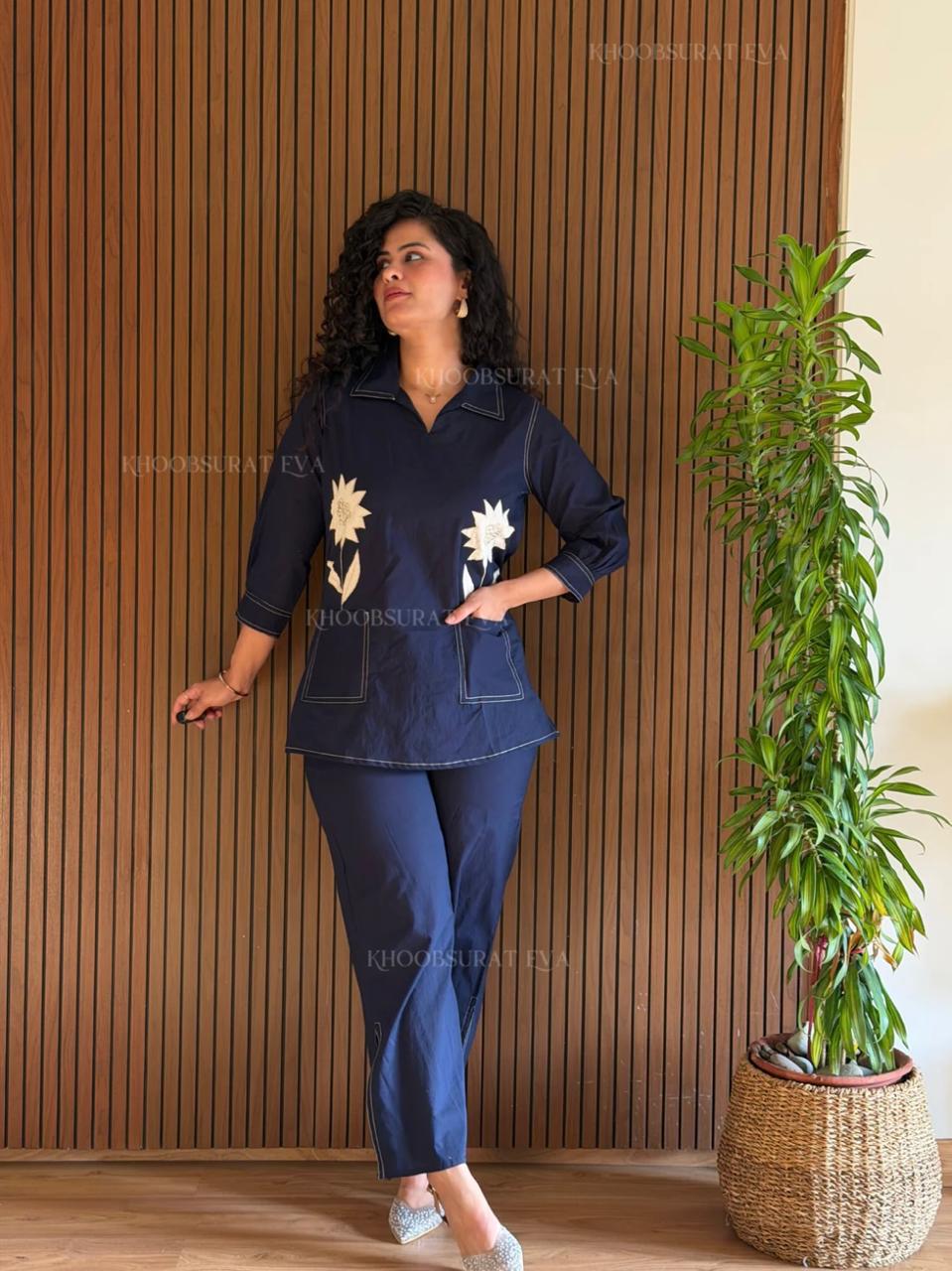 Full CO-ORD-SET 2pcs pure cotton filex ((M-3XL)