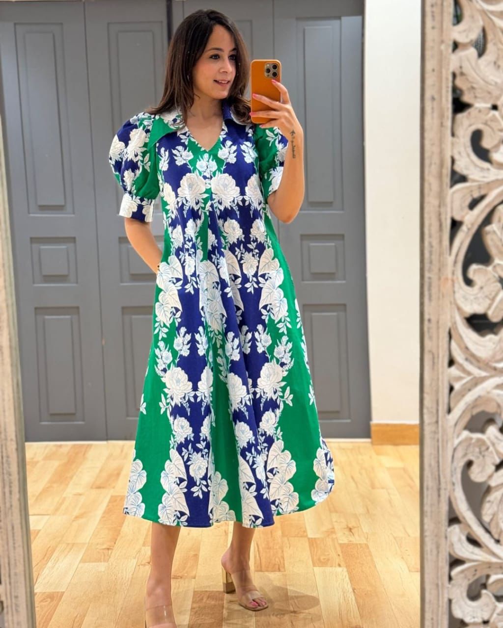 Cotton middi Gown dress (M-3XL) KK