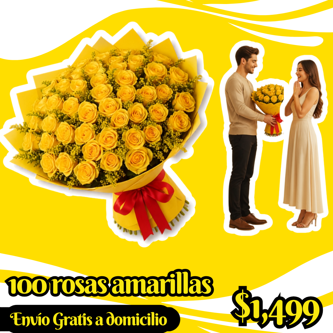 100 rosas amarillas