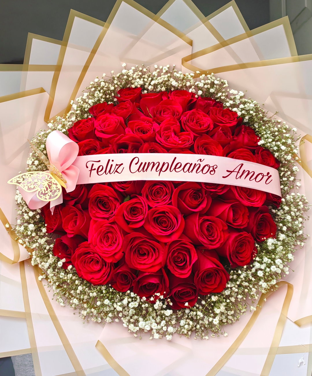 Tú eres mi felicidad ramo 50 rosas