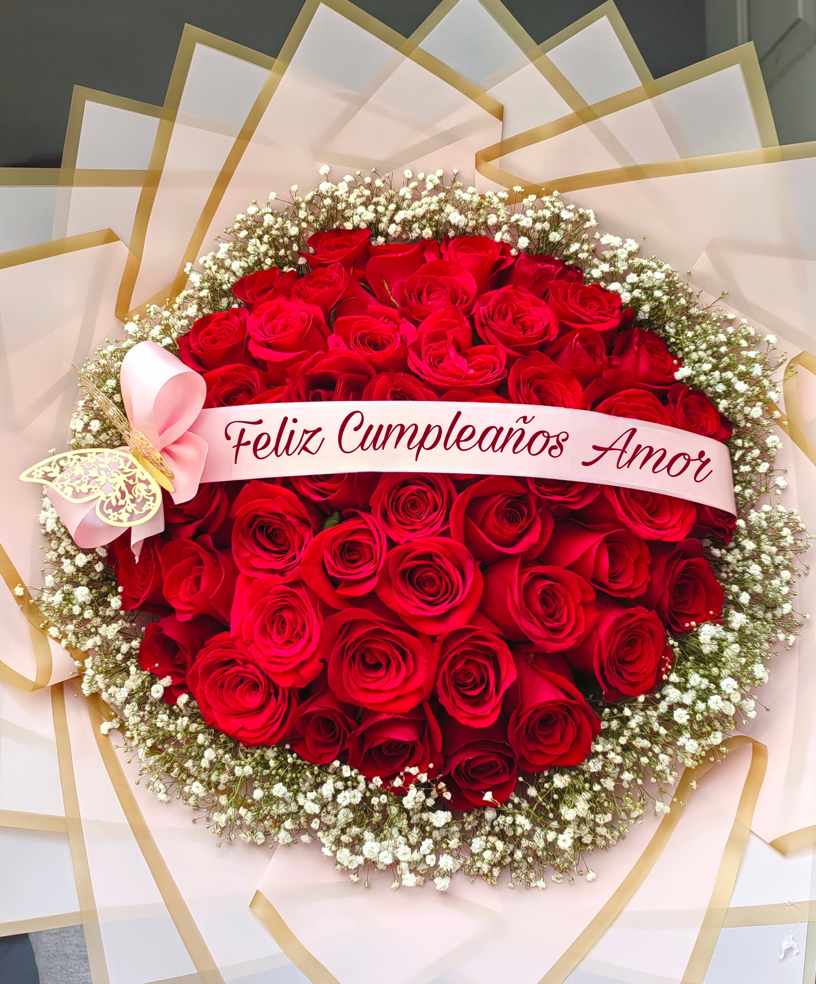 Tú eres mi felicidad ramo 50 rosas