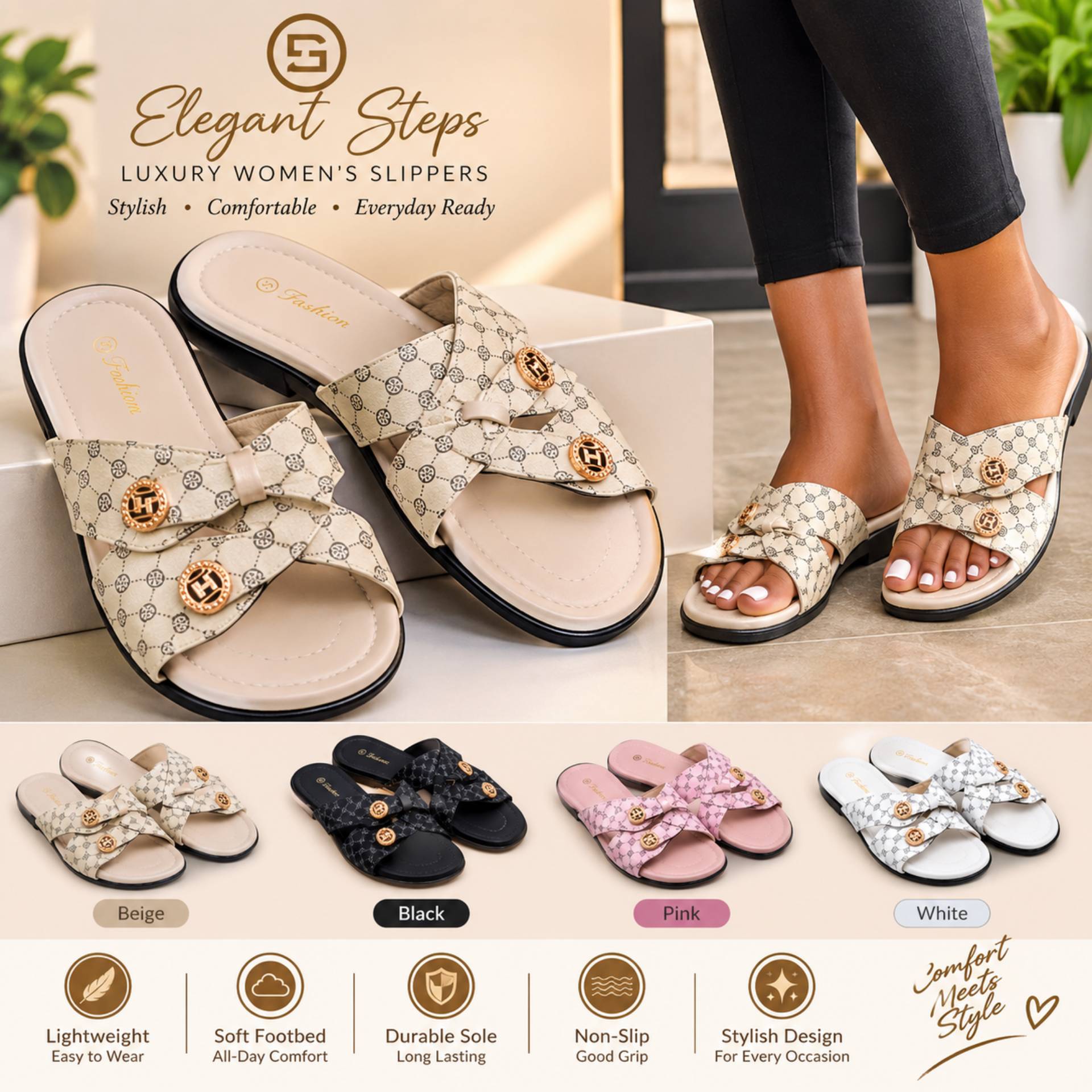 Women’s Luxury Double-Strap Bow Sandals_0