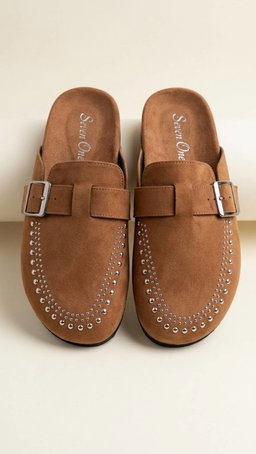 Studded Buckle Clogs / Boston-style Mules