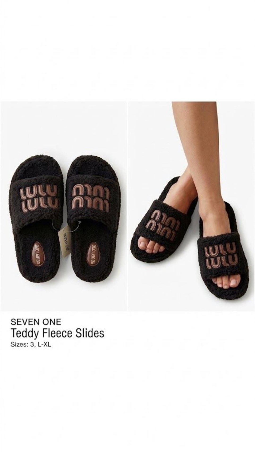 Seven One Teddy Fleece Slides
