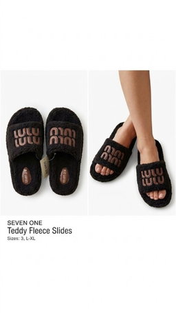 Seven One Teddy Fleece Slides