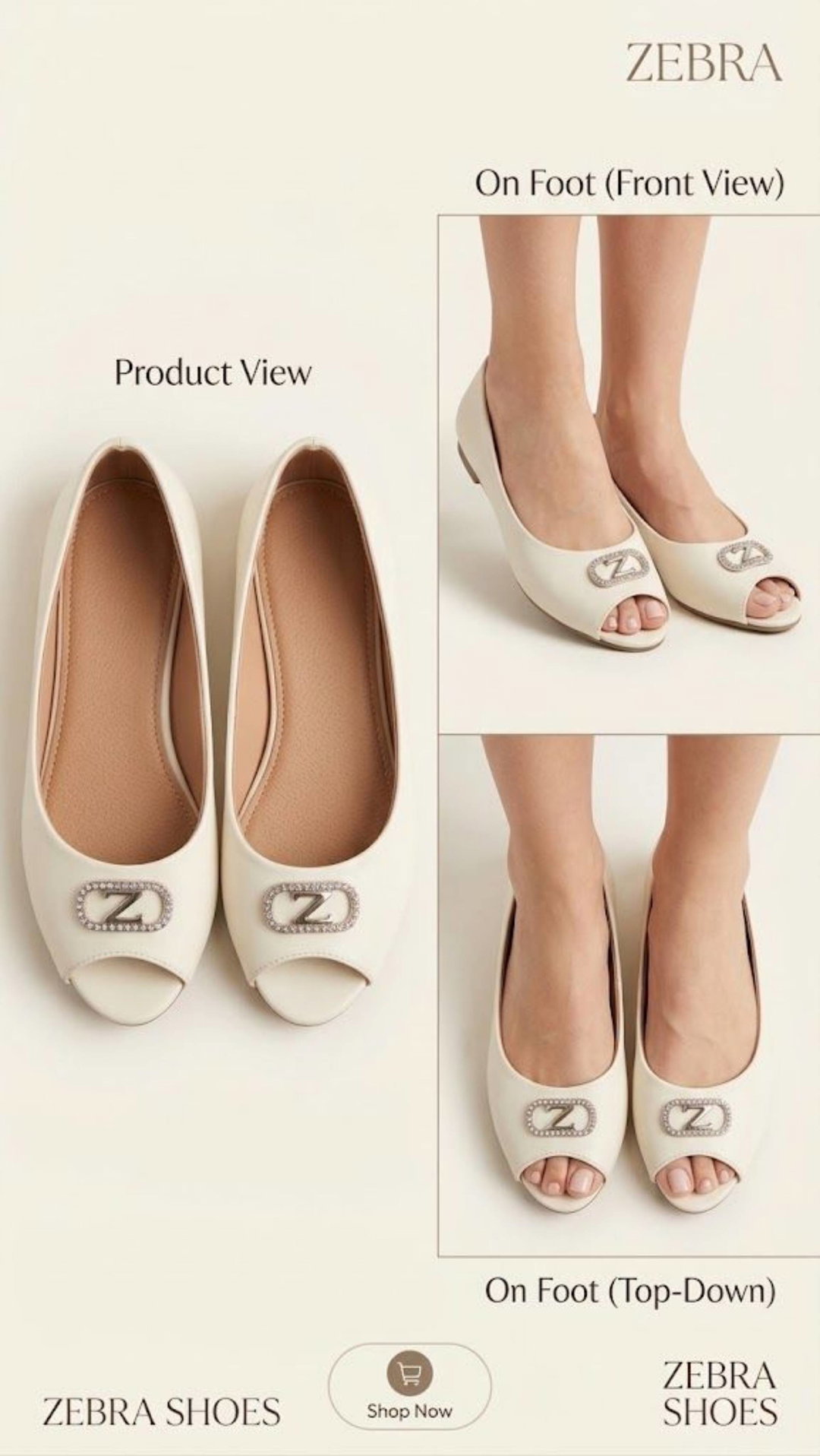 ZEBRA Peep-Toe Flats