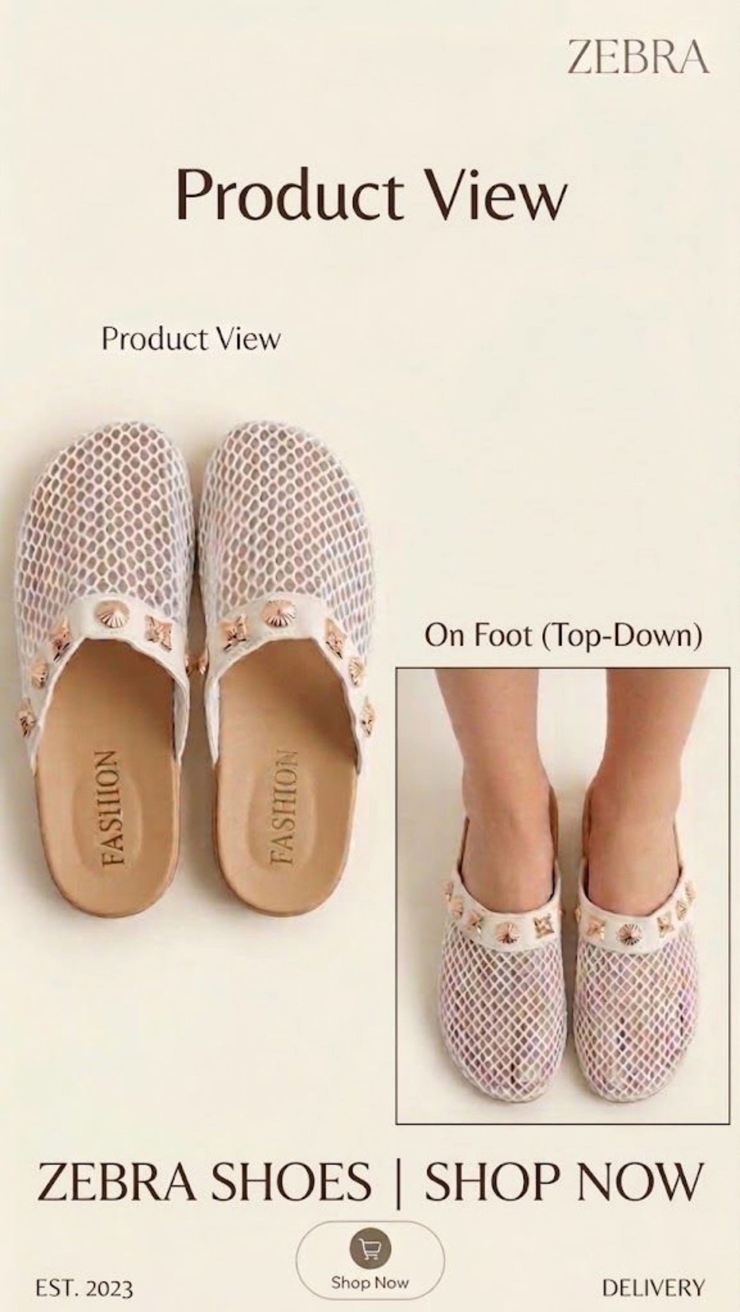 ZEBRA SHOES Studded Mesh Mules