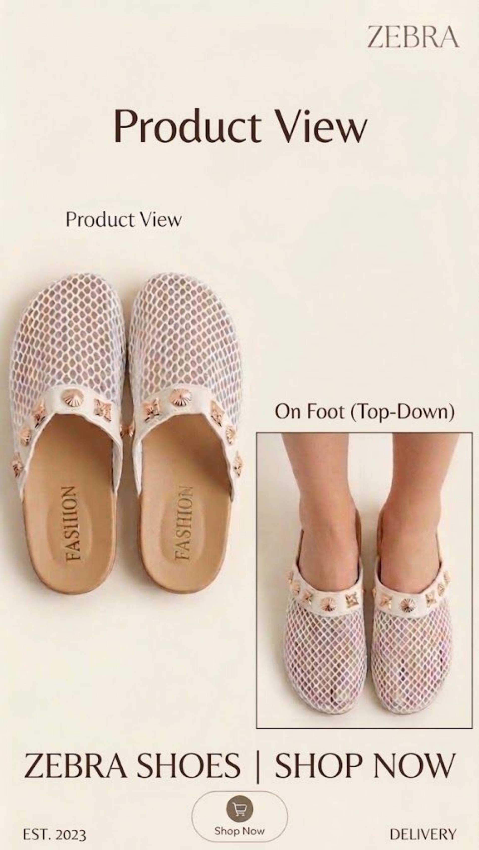 ZEBRA SHOES Studded Mesh Mules_0