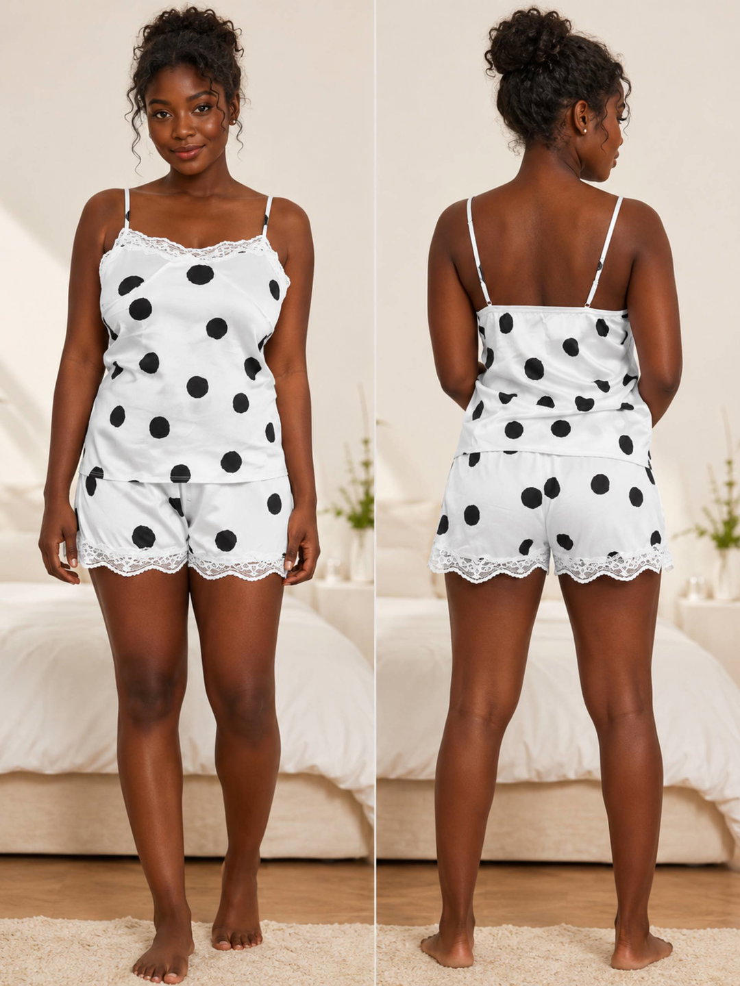 2 pieces black and white nightwear