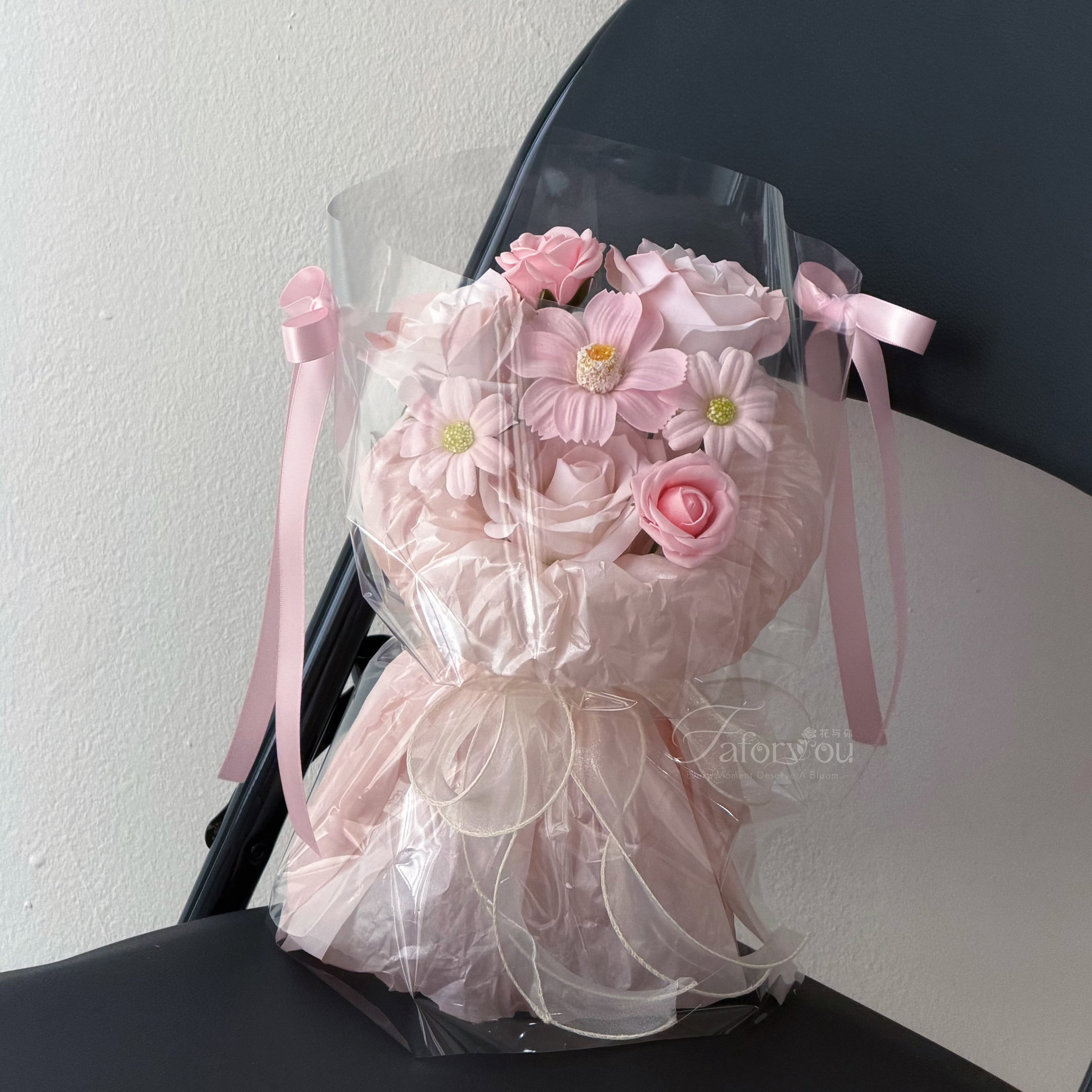 (3R023) S Size Soap Flower Transparent Pao Pao Bouquet _6