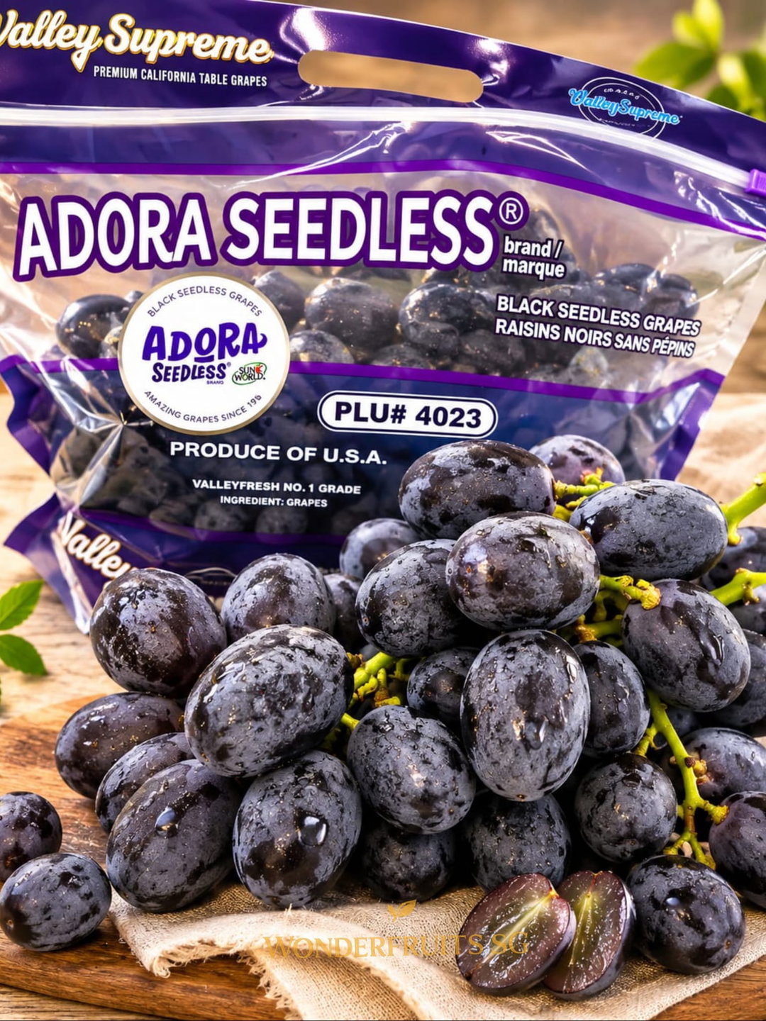 Adora Black Seedless Grapes 1kg +- (Super Sweet)