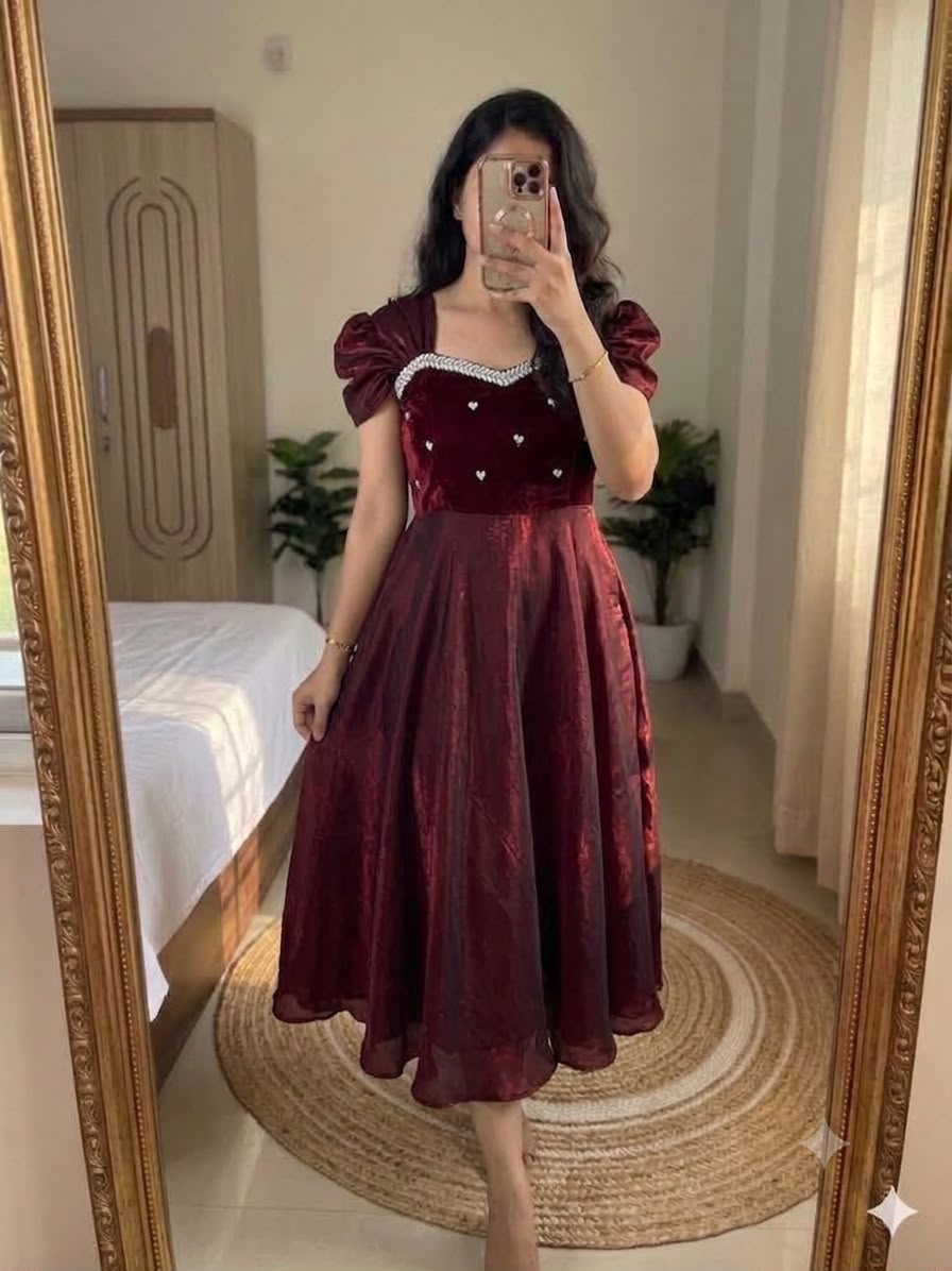 Premium space silk & mirror handwork Maxi gown JK S-3XL