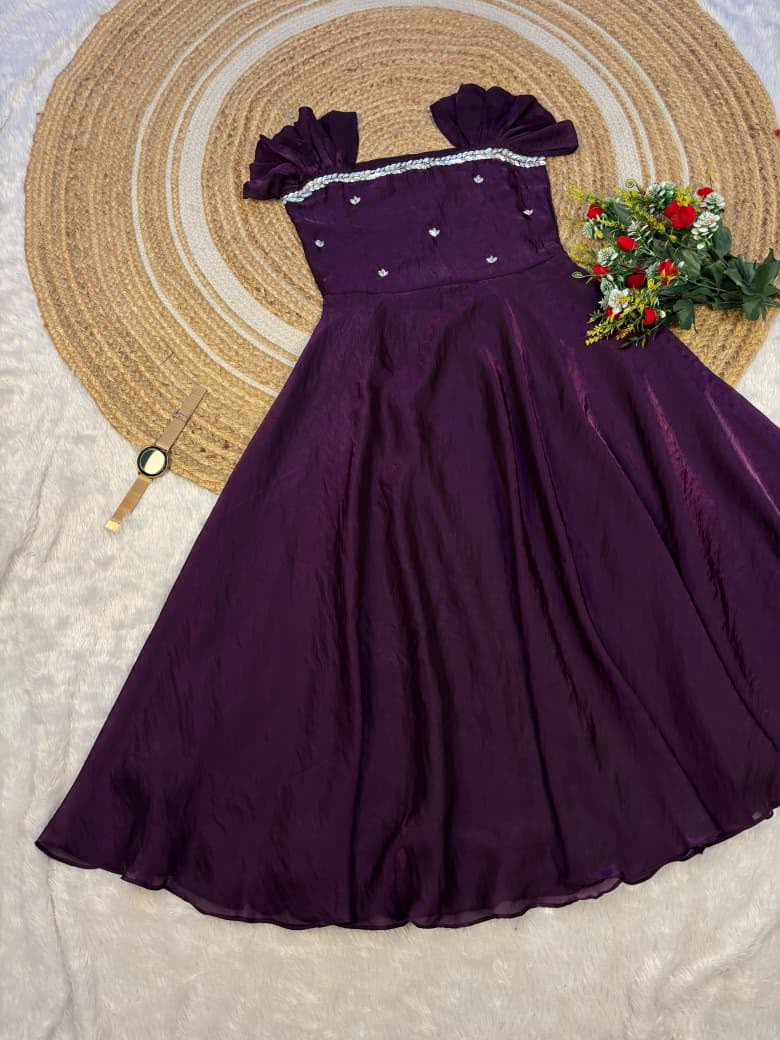  Premium space silk & mirror handwork Maxi gown JK  S-3XL _3