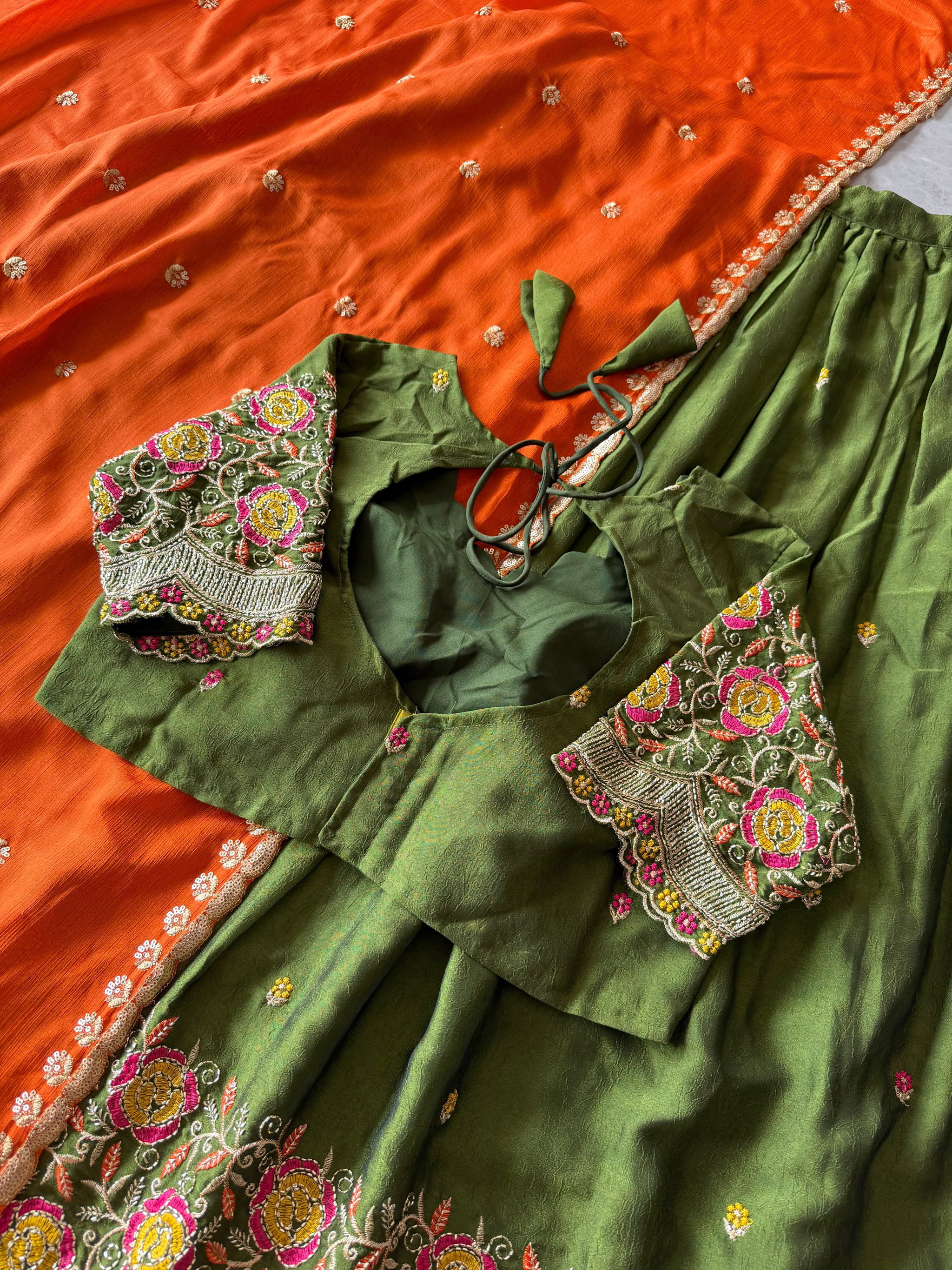 FLORAL Theme Lehenga With Cutdana work Duppta JK_0