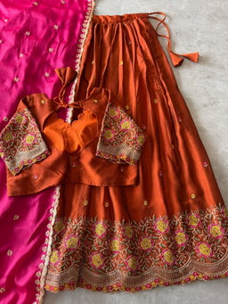 FLORAL Theme Lehenga With Cutdana work Duppta JK