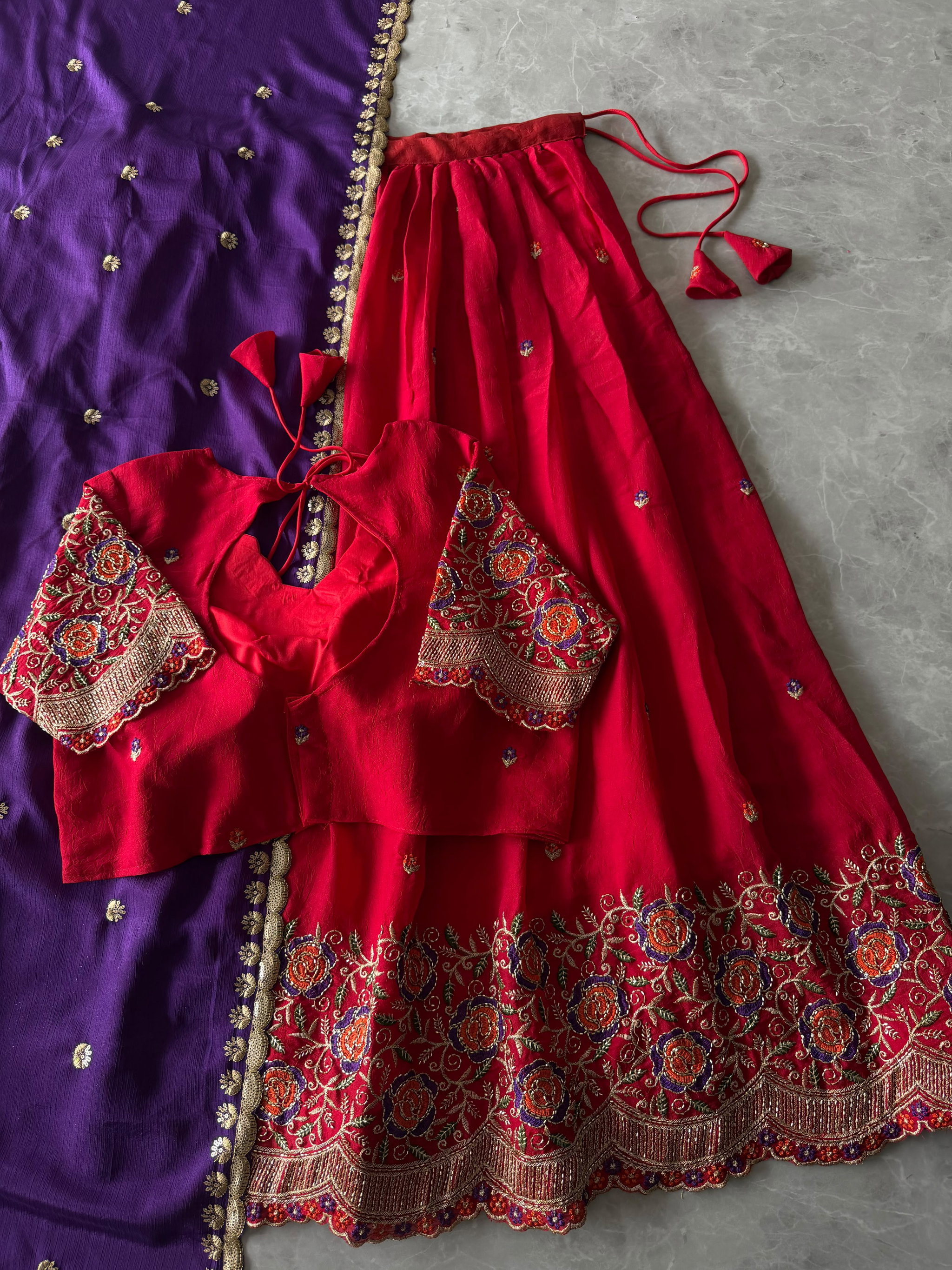 FLORAL Theme Lehenga With Cutdana work Duppta JK_2