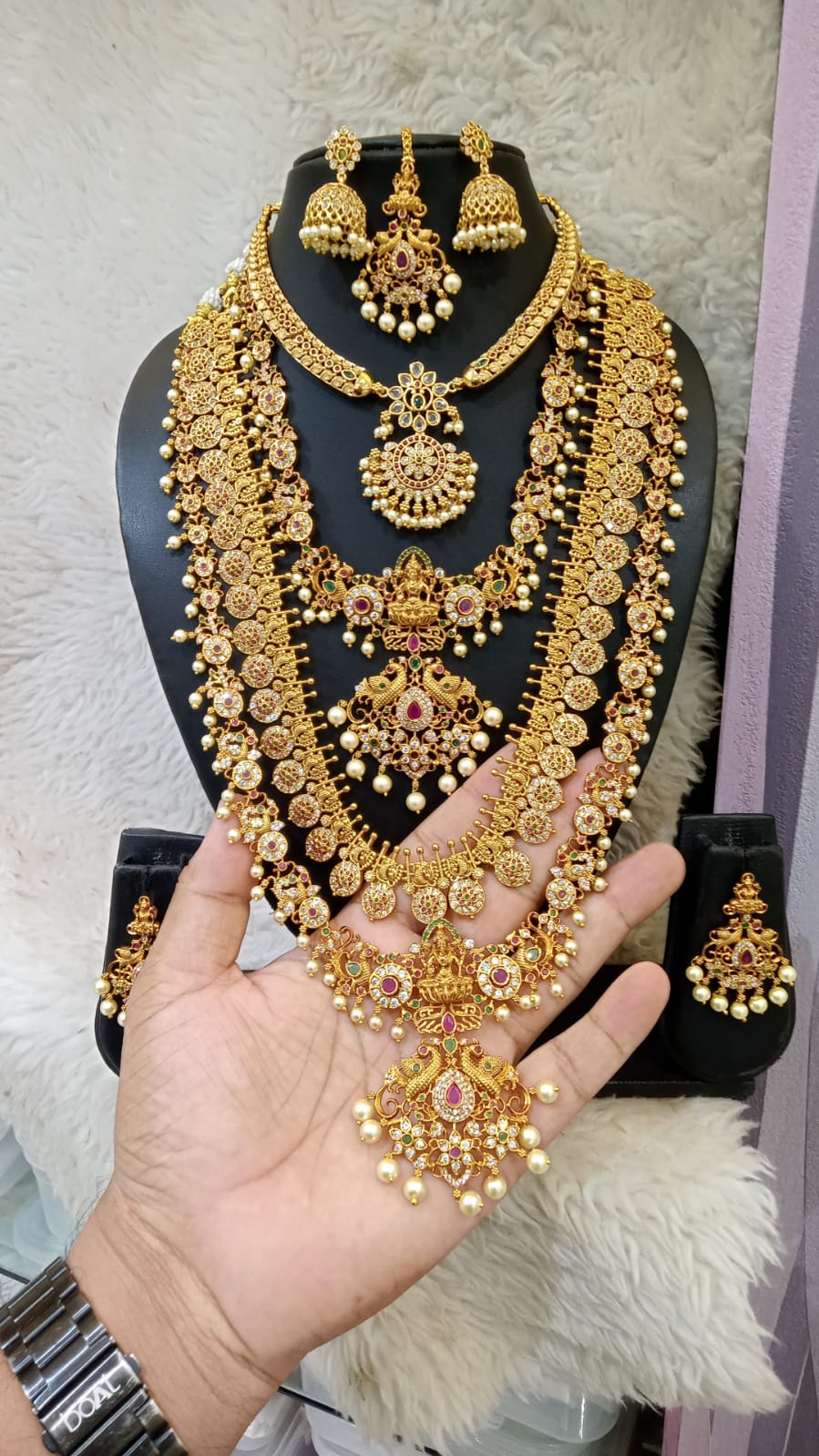 Traditional South Indian Temple Lakshmi Bridal Jewellery Set PKJ