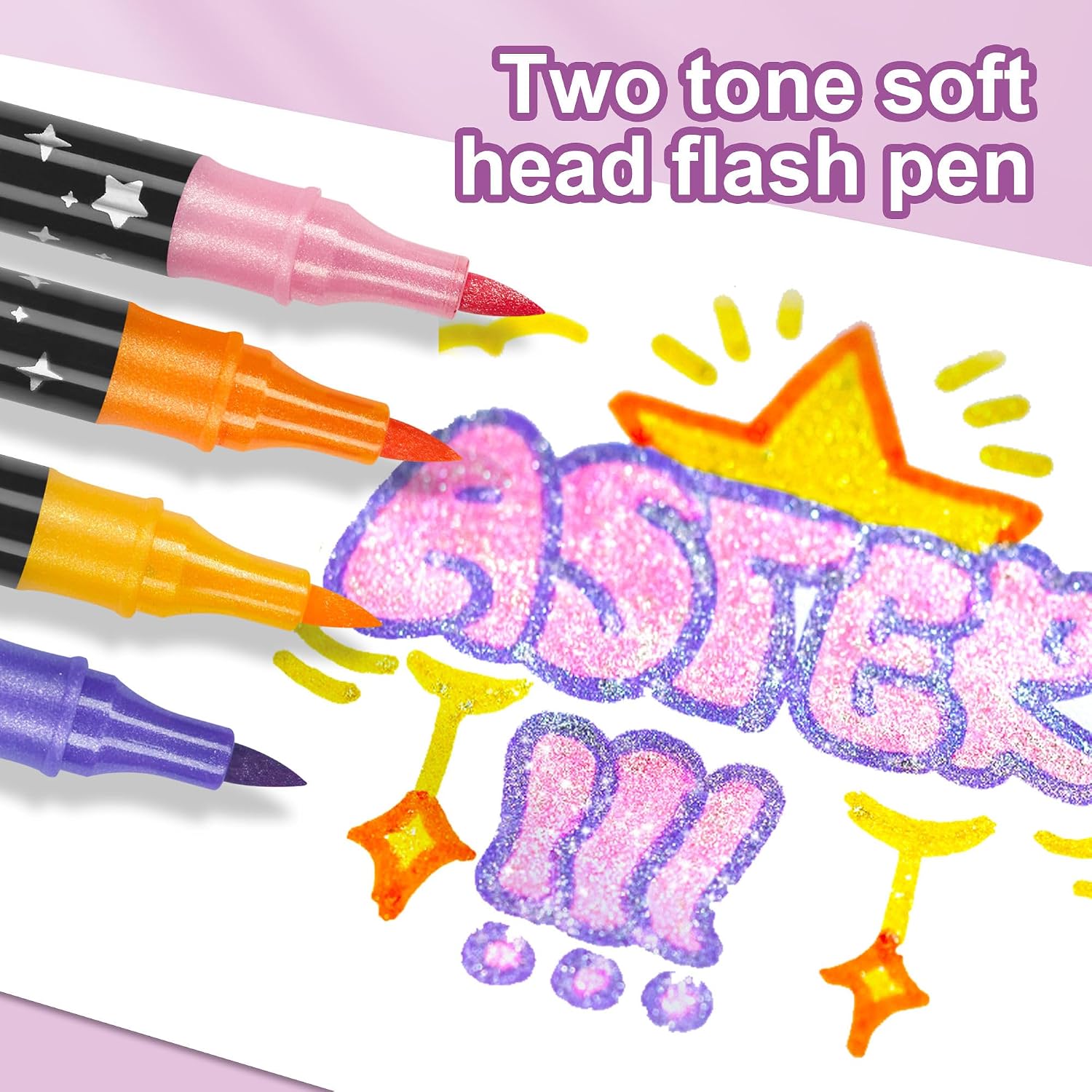 12-Pack Dual-Tip Glitter Marker Set – 24 Colors with Carrying Case_6
