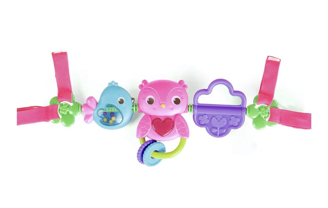 Busy Birdies Carrier Toy Bar Musical Take-Along Toy with Lights, Ages Newborn +, Pink