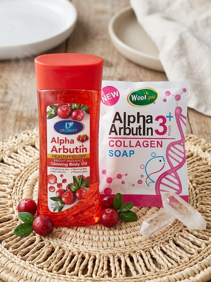 DR. DAVEY Alpha Arbutin Body Oil + Collagen Soap 